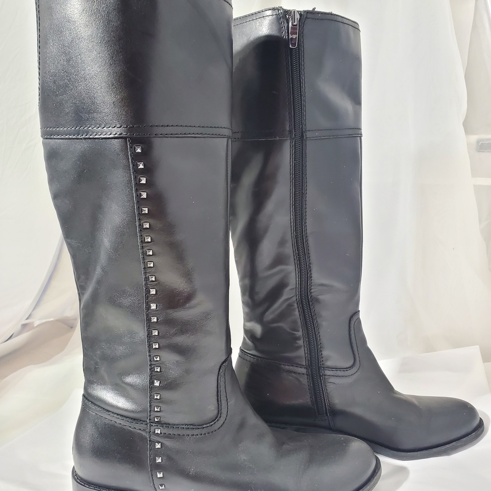 Mark Fisher Black Studded Knee-High Boots Size 9M